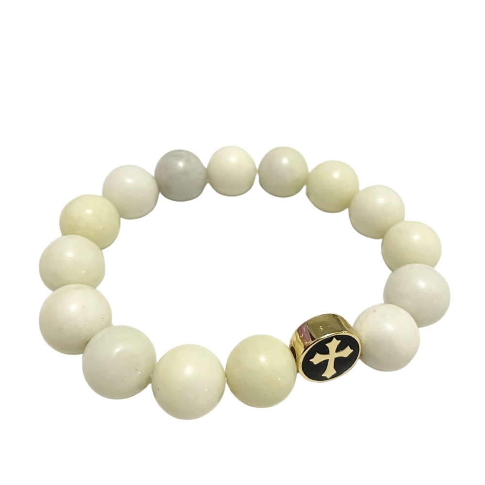 Handmade Bead Bracelet 12mm  white Jasper “is thought to lift spirits new